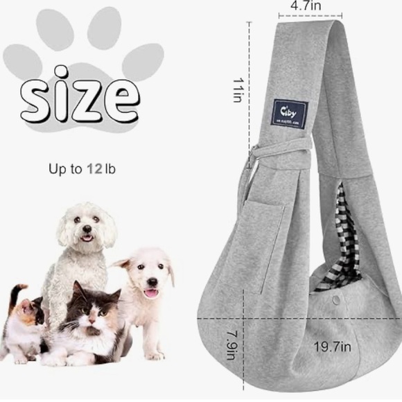Cuby Gray Pet Sling Carrier - Picture 5 of 6